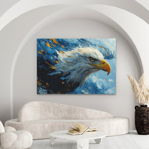 a painting of an eagle in a living room