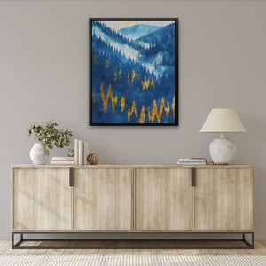 a painting hanging on a wall above a dresser