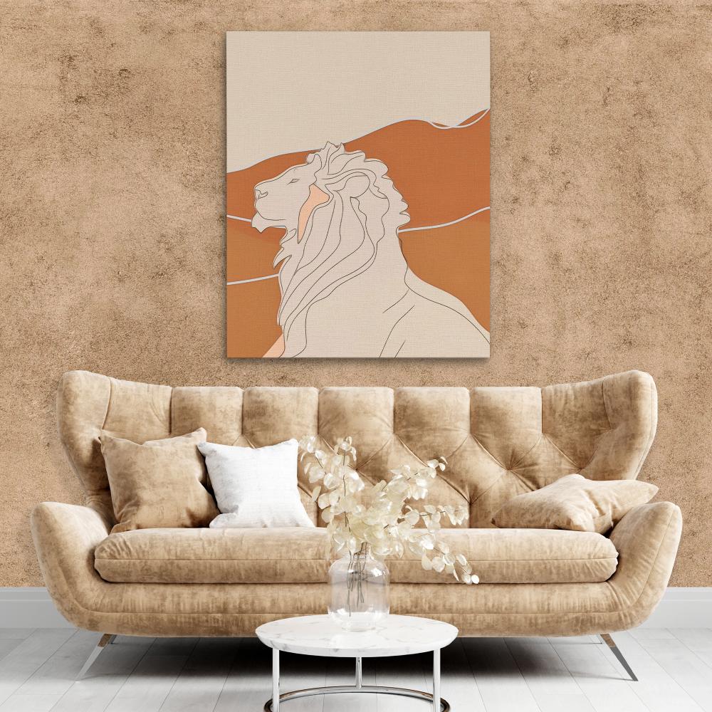 a painting of a lion on a wall