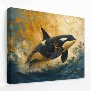 a painting of an orca in the ocean