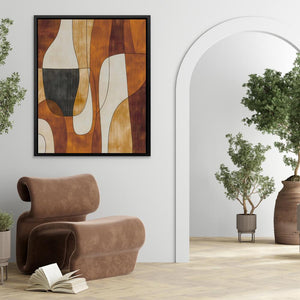 a living room with a chair and a painting on the wall