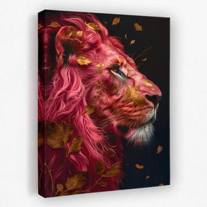 a painting of a lion with red hair