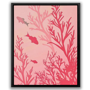 a painting of a coral reef with fish