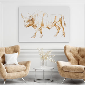 a living room with two chairs and a cow painting on the wall