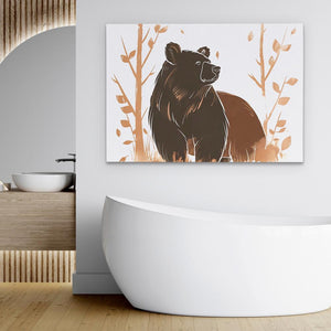 Brush Bear Minimalist Wildlife Doodle Print - Luxury Wall Art 