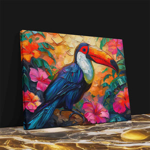 a painting of a toucan on a table