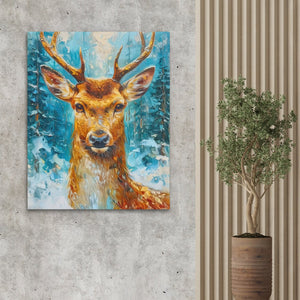 a painting of a deer with antlers on a wall