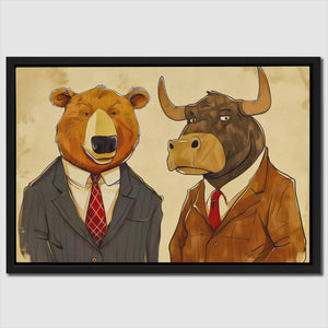 a painting of two bears wearing suits and ties