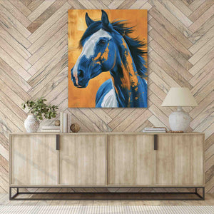 a painting of a horse on a wall