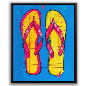 a painting of a pair of flip flops