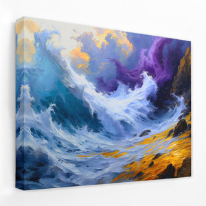 a painting of a large wave in the ocean