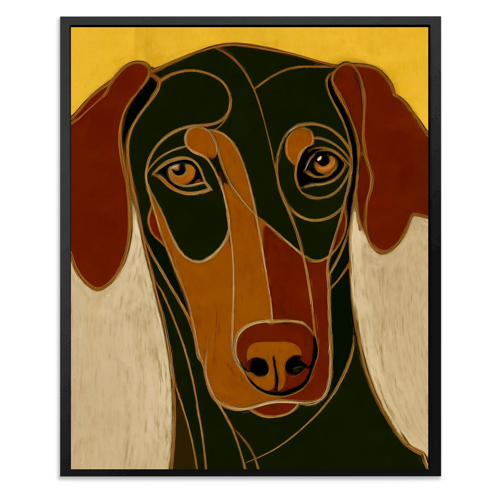 Dachshund in Stained Glass - Animals Canvas Wall Art