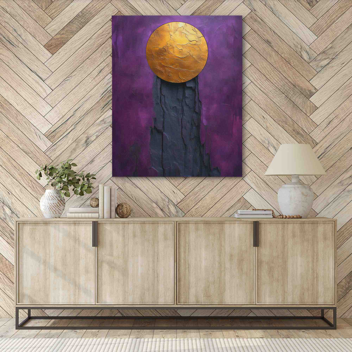 a painting on a wall above a dresser