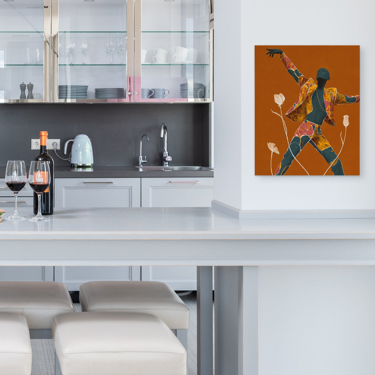 Dancing Teal Bloom - Luxury Wall Art