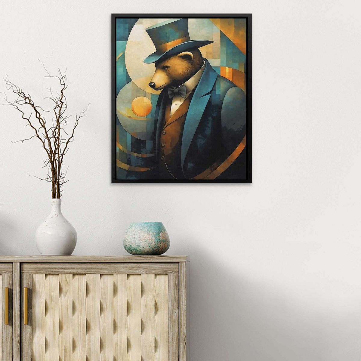 Dapper Bear - Blue Wall Art for Office