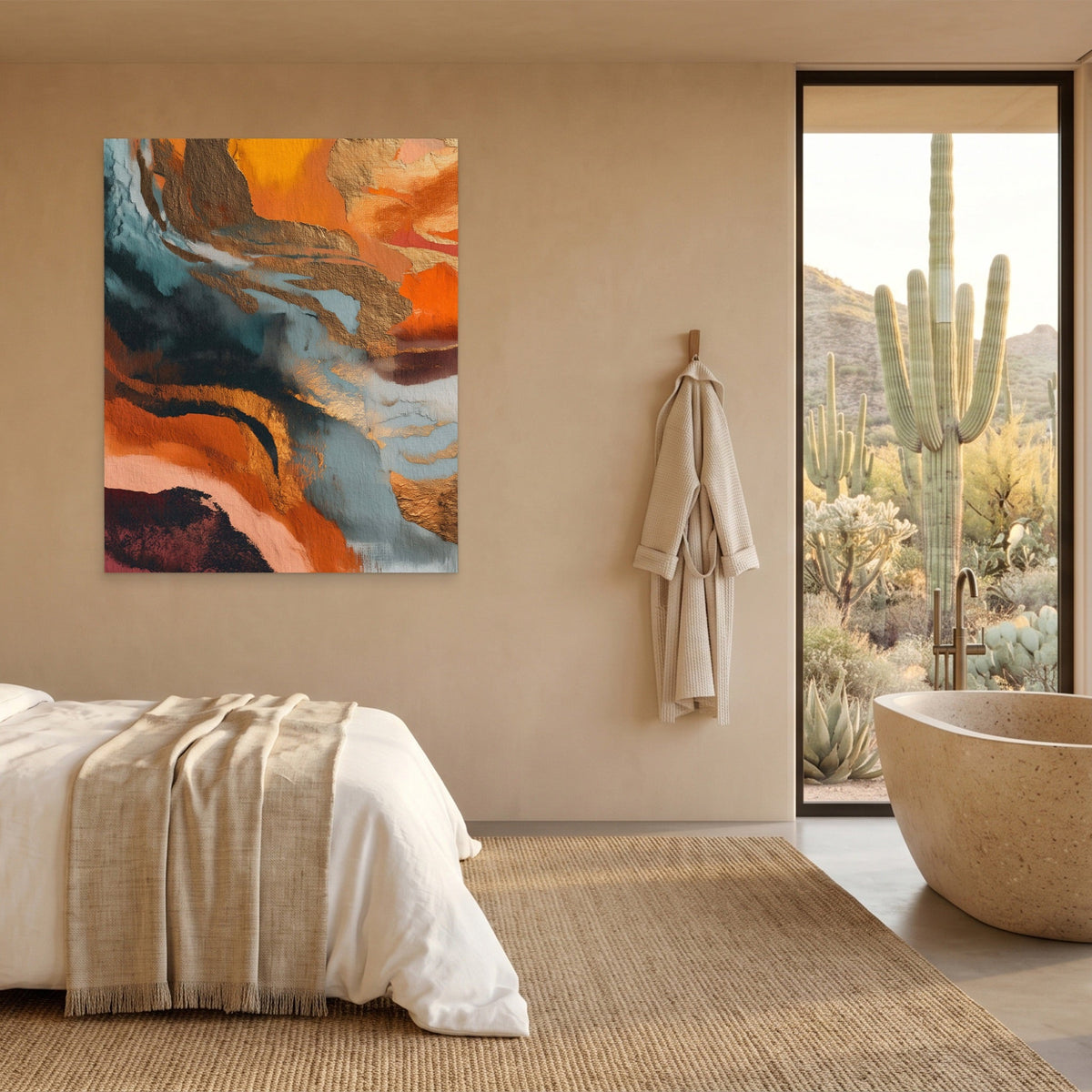 Dark Navy Tide canvas wall art, room view