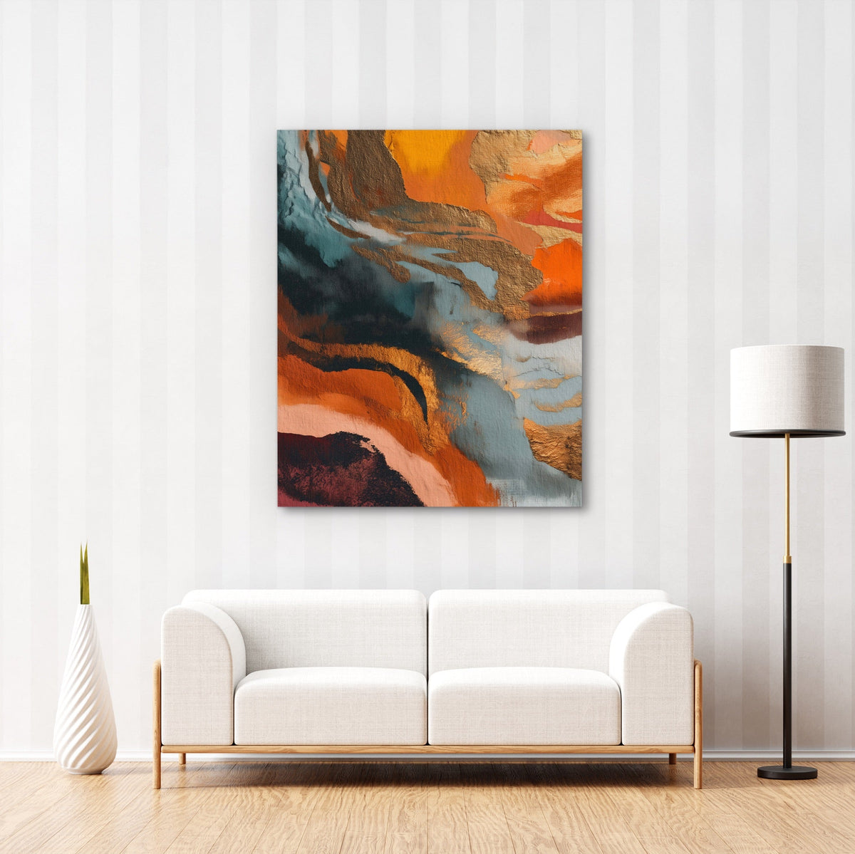 Dark Navy Tide canvas wall art, room view