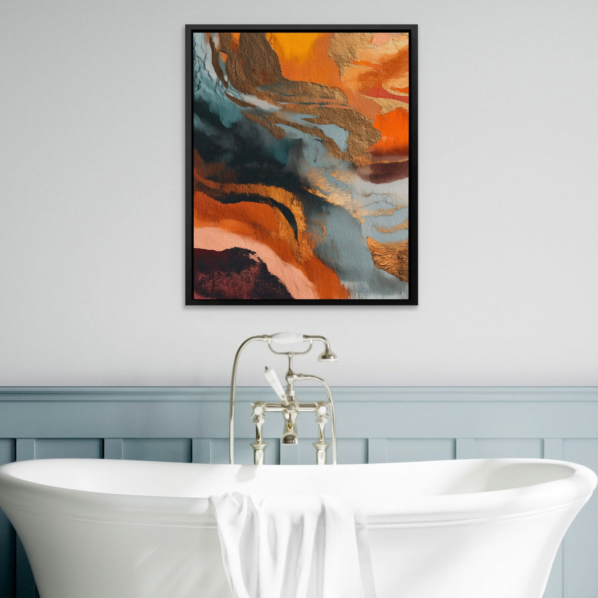 Dark Navy Tide canvas wall art, room view