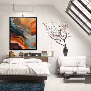 Dark Navy Tide canvas wall art, room view