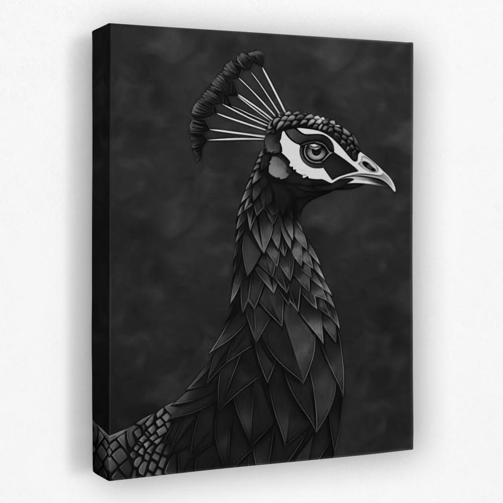 Dark Peacock - Animals Canvas Wall Art