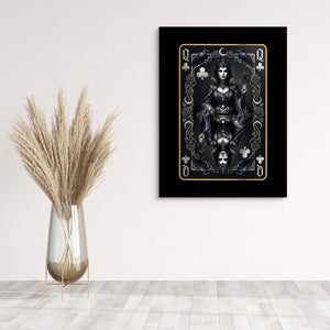 Dark Queen Of Clubs Card — dark queen of clubs card sq wall plant 1port flush print