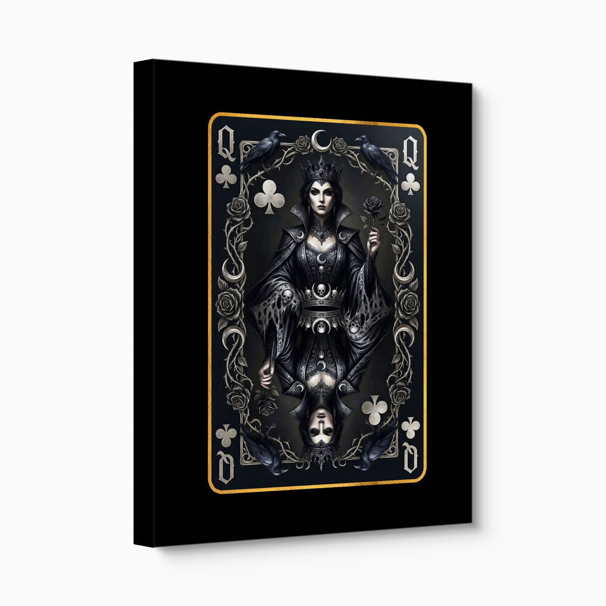 Dark Queen Of Clubs Card — dark queen of clubs card angled flush print