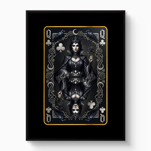 Dark Queen Of Clubs Card — dark queen of clubs card white studio framed black