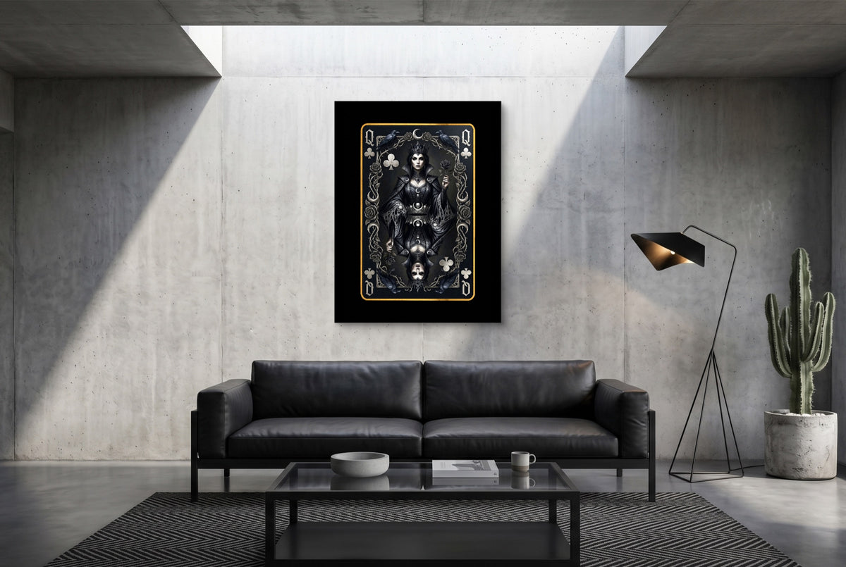 Dark Queen Of Clubs Card — dark queen of clubs card modern minimalist living room 1port flush print