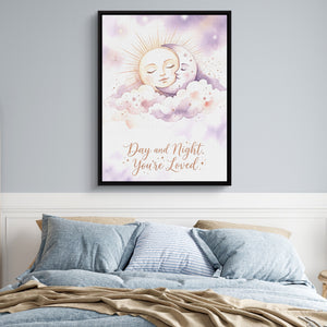 Day and Night, You're Loved — day and night, you're loved sq blue bedroom 1port framed black