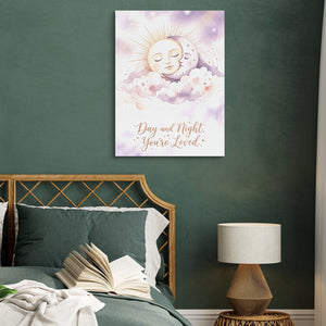 Day and Night, You're Loved — day and night, you're loved sq green bed 1port flush print