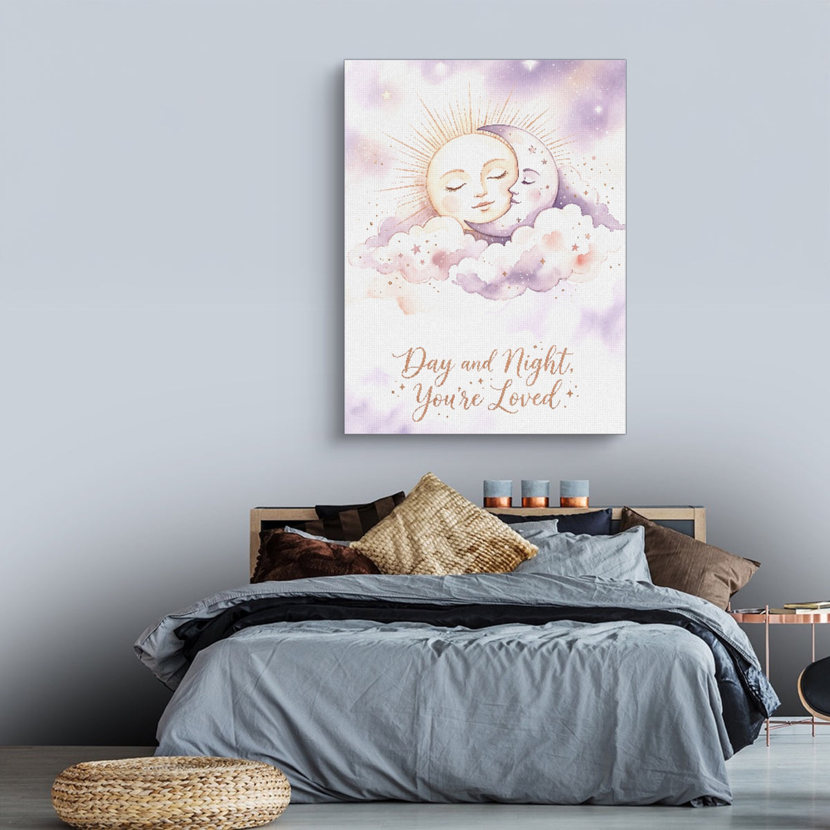 Day and Night, You're Loved — day and night, you're loved sq land comfortable bedroom 1port flush print
