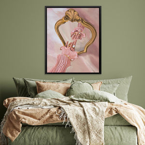 Hand and Mirror: Elegant Reflection Art with Vintage Charm - Luxury Wall Art 