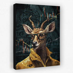 a painting of a deer wearing glasses