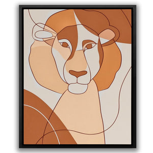 a picture of a lion in a black frame