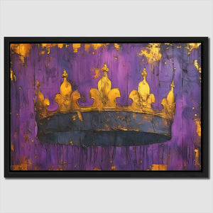 a painting of a crown on a purple background