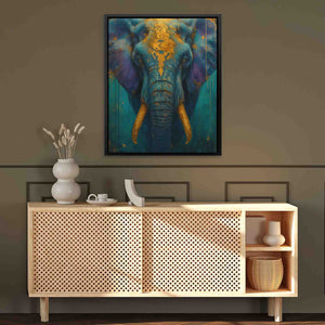 Ivory Sentinel - Blue Elephant of the Wild Print - Luxury Wall Art 