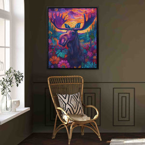 a painting of a moose in a room