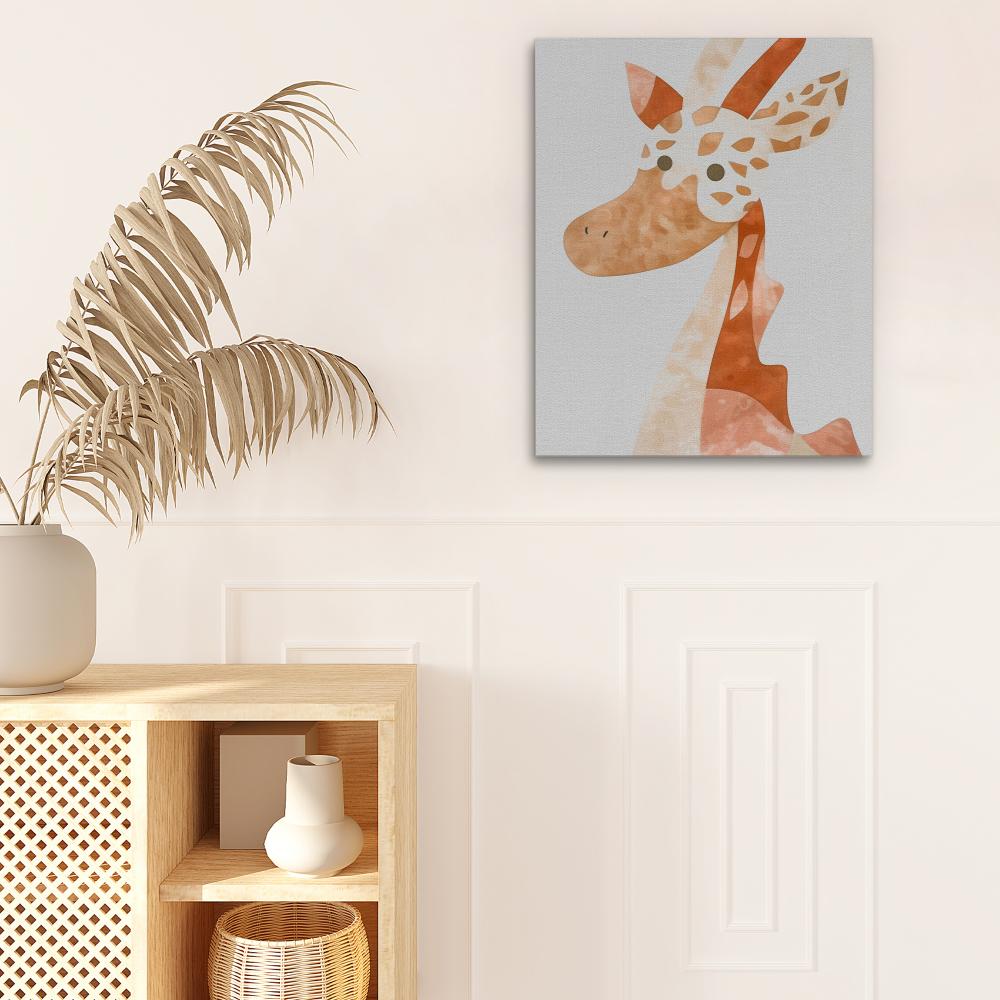 a painting of a giraffe on a white background