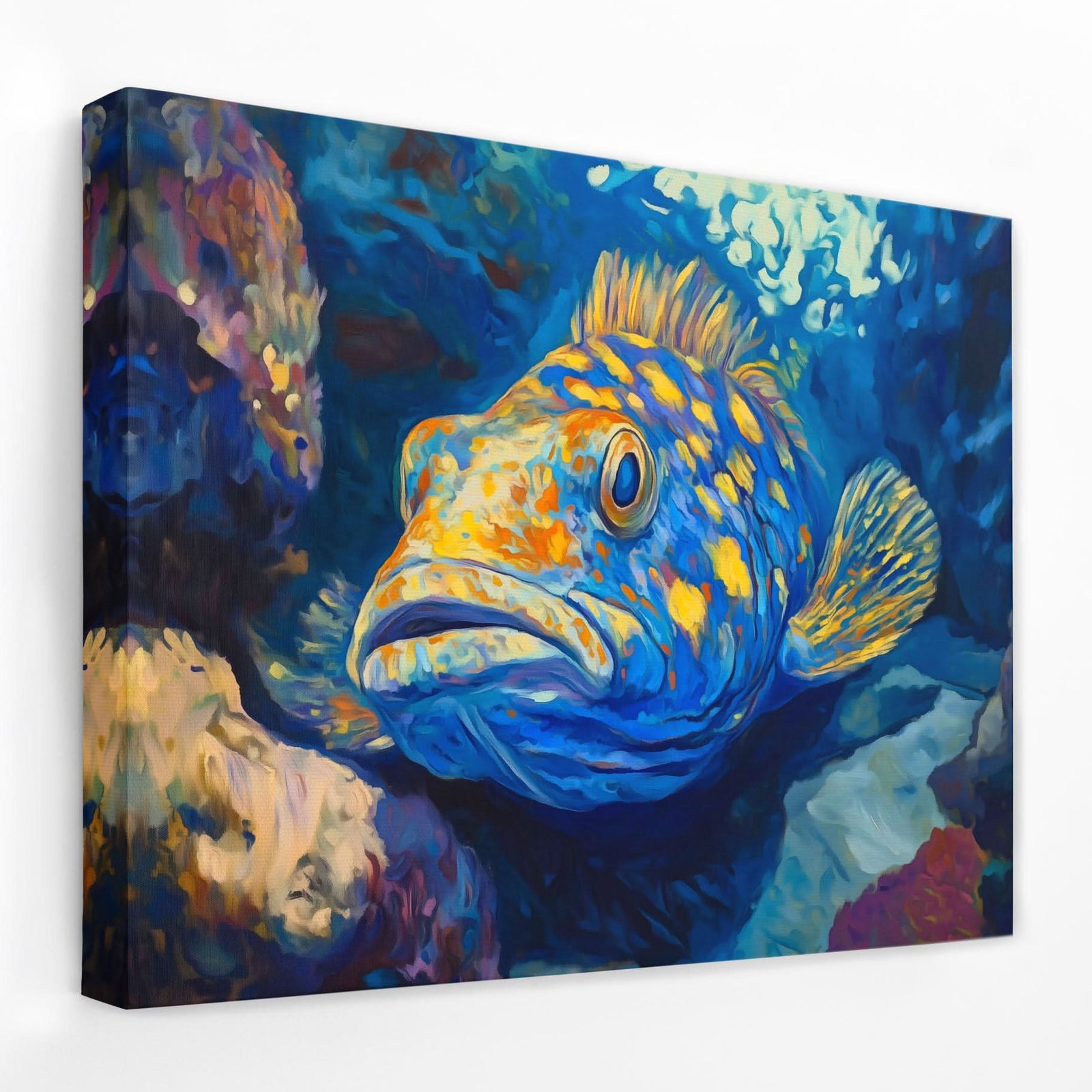 Deep Blue Rockfish - Beach House Canvas Wall Art