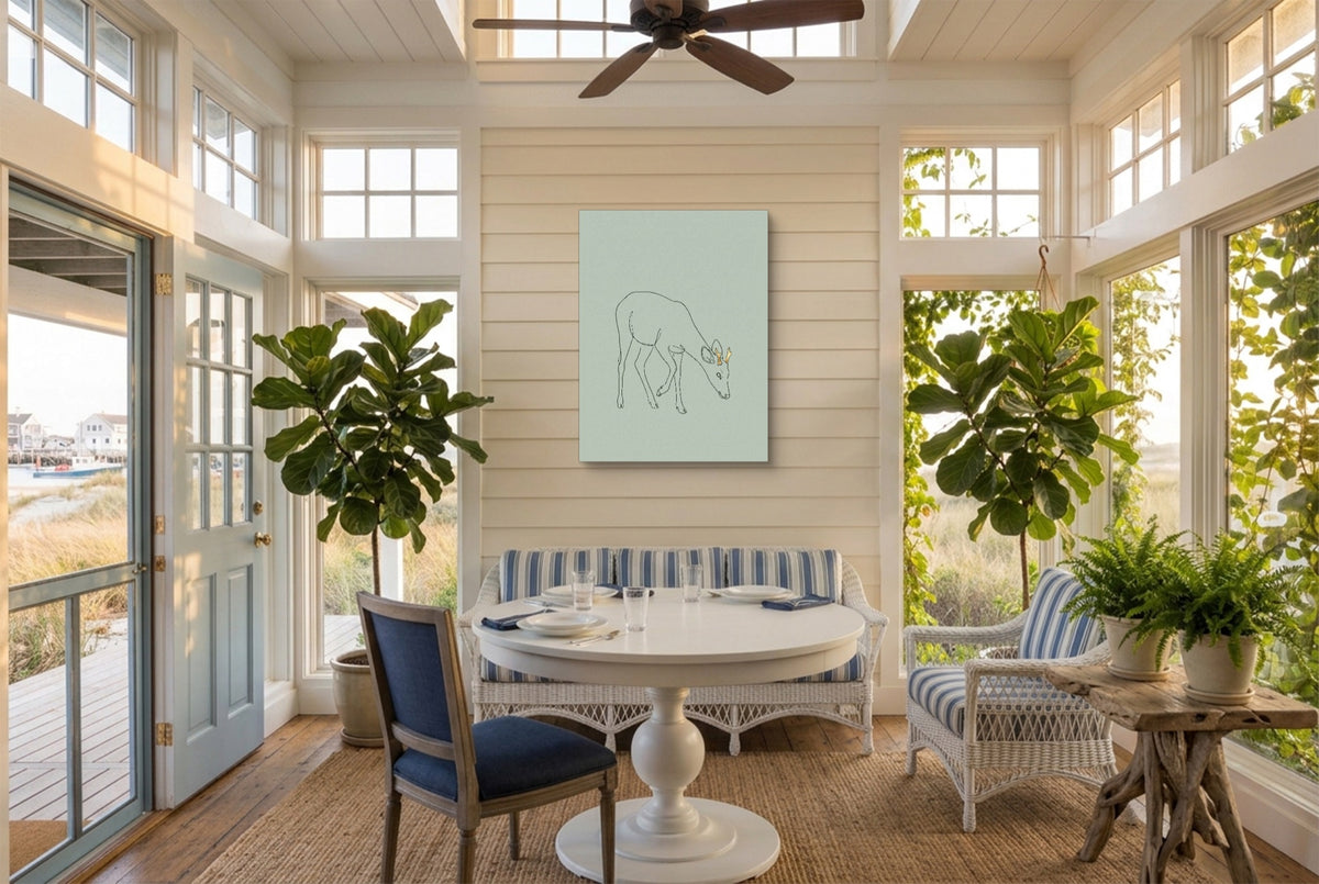 Deer Golden Grazing — deer golden grazing sunroom with furniture 1port flush print
