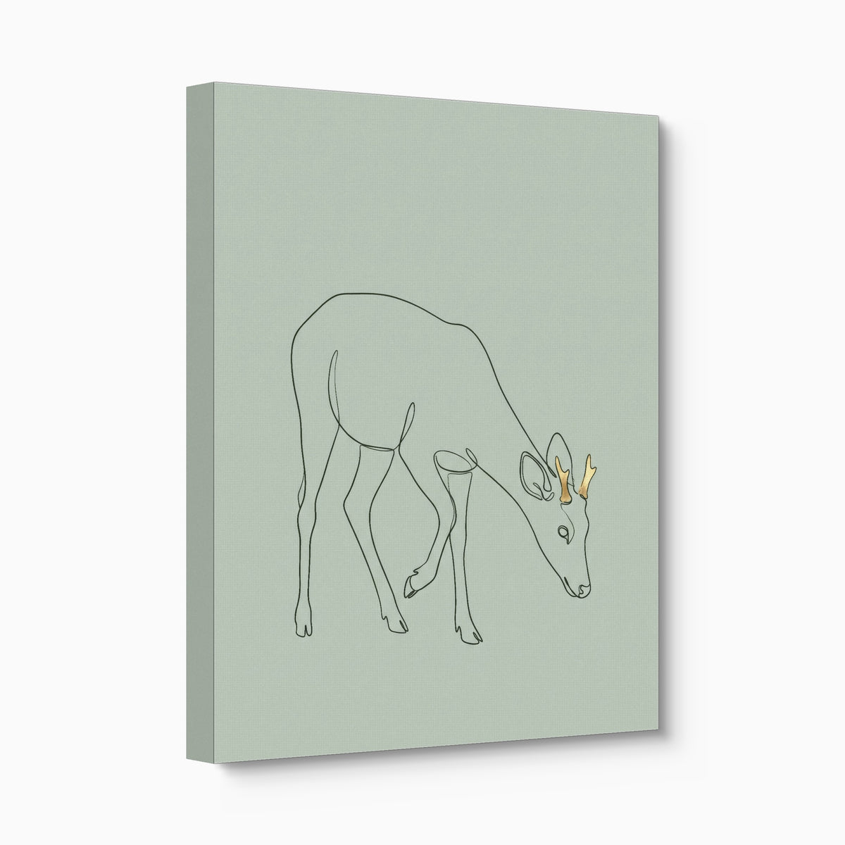 Deer Golden Grazing — deer golden grazing angled flush print