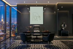 Deer Golden Grazing — deer golden grazing office with city view 3 1port flush print