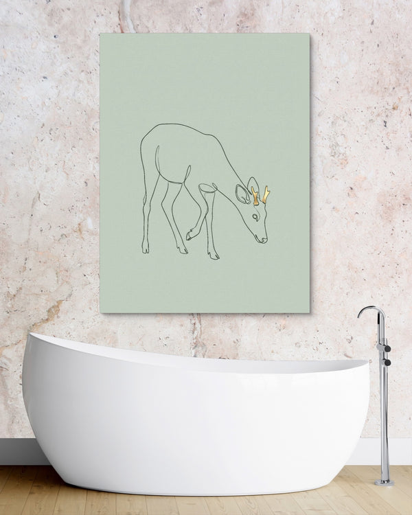 Deer Golden Grazing in a room