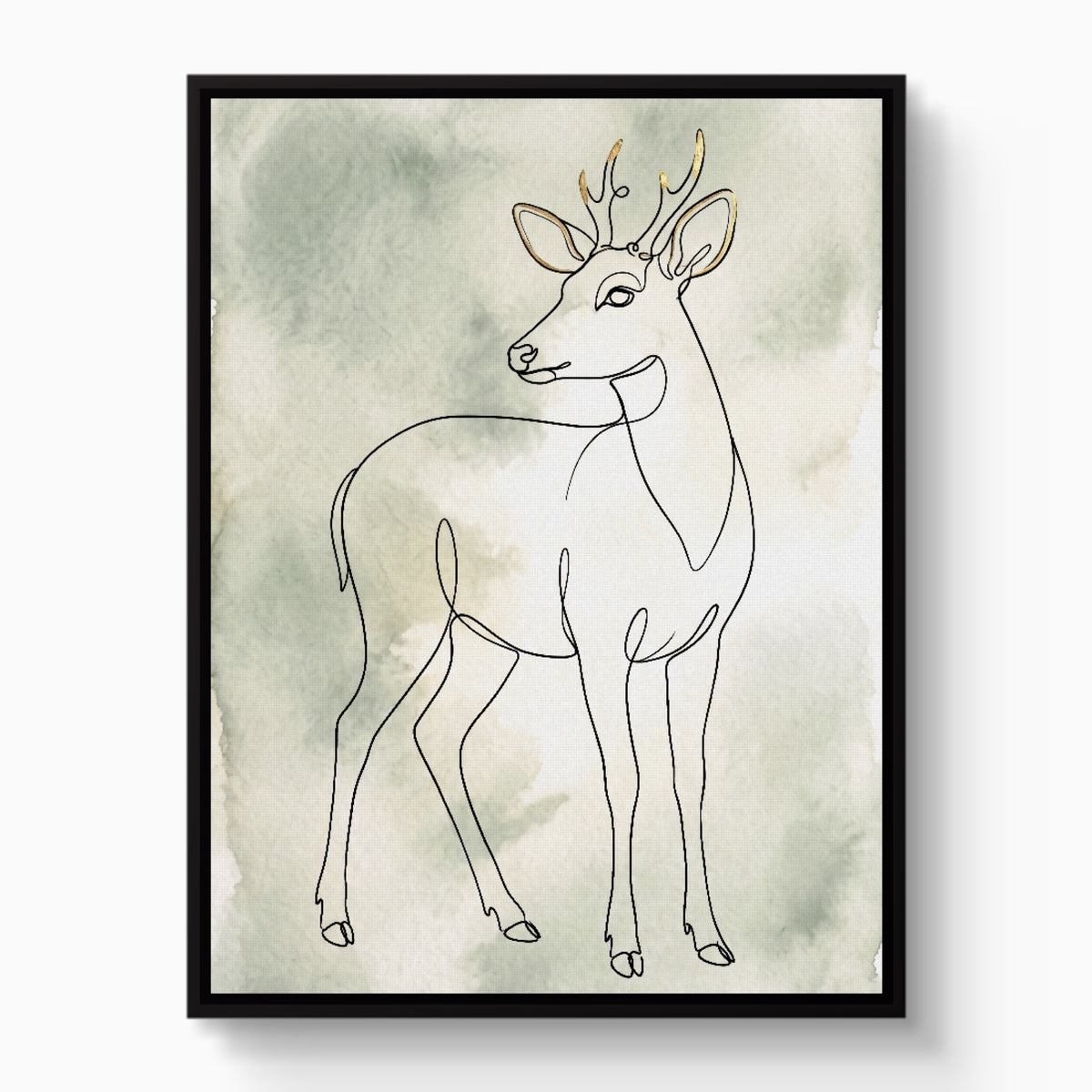Deer Golden Line — deer golden line white studio framed black