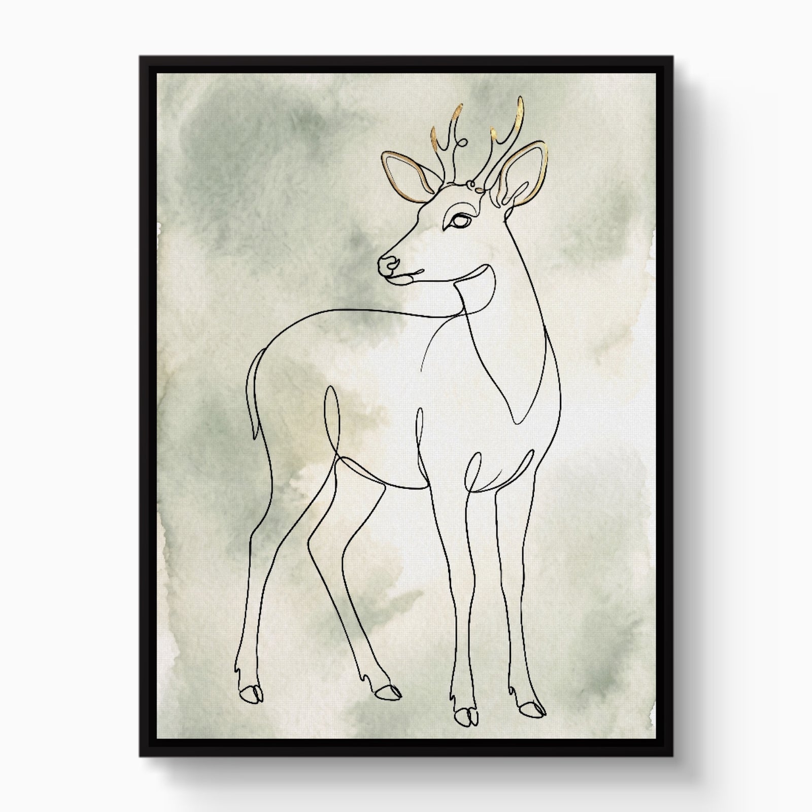 Deer Golden Line — deer golden line white studio framed black