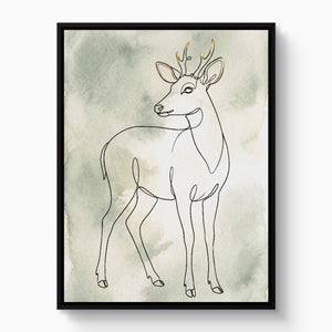 Deer Golden Line — deer golden line white studio framed black