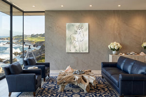 Deer Golden Line — deer golden line living room with ocean view 1port flush print