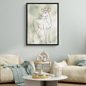Deer Golden Line — deer golden line sq white couches 1port framed black
