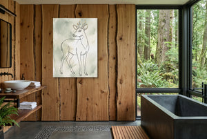 Deer Golden Line — deer golden line wooden bathroom with window 1port flush print