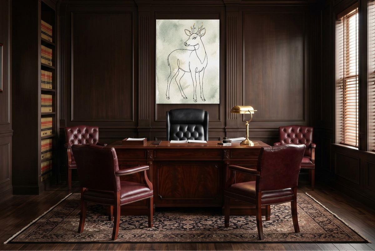 Deer Golden Line — deer golden line wooden office with desk 1port flush print